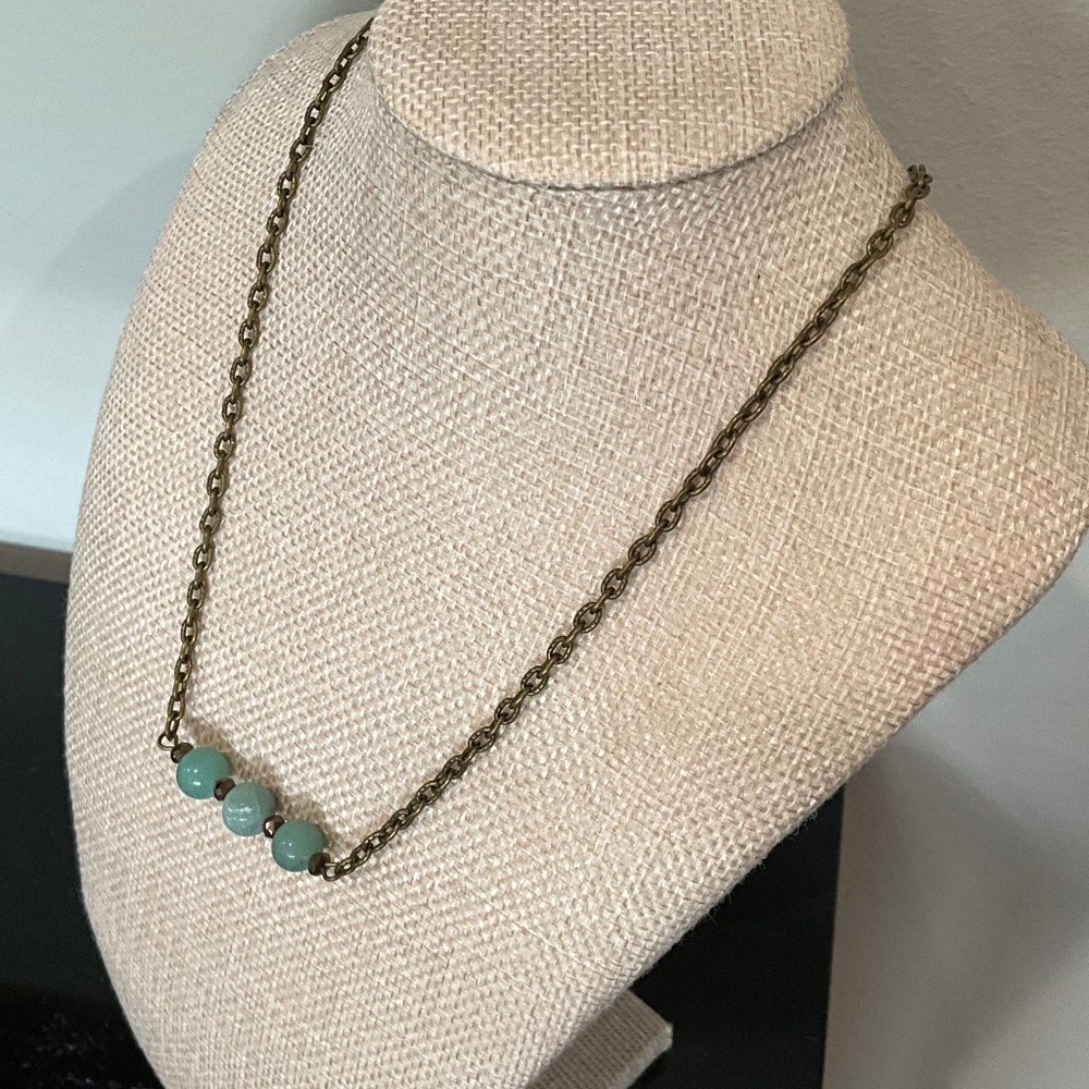 ⭐️ Bohemian “ Reece “ Chain Link Necklace with Stones  R2B - Picture 2 of 3